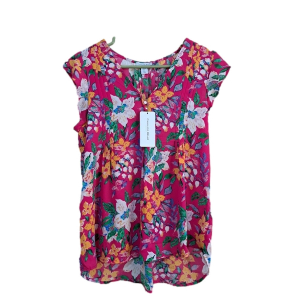 CAROLINA Belle Montreal NWT Blouse Medium Pink Floral